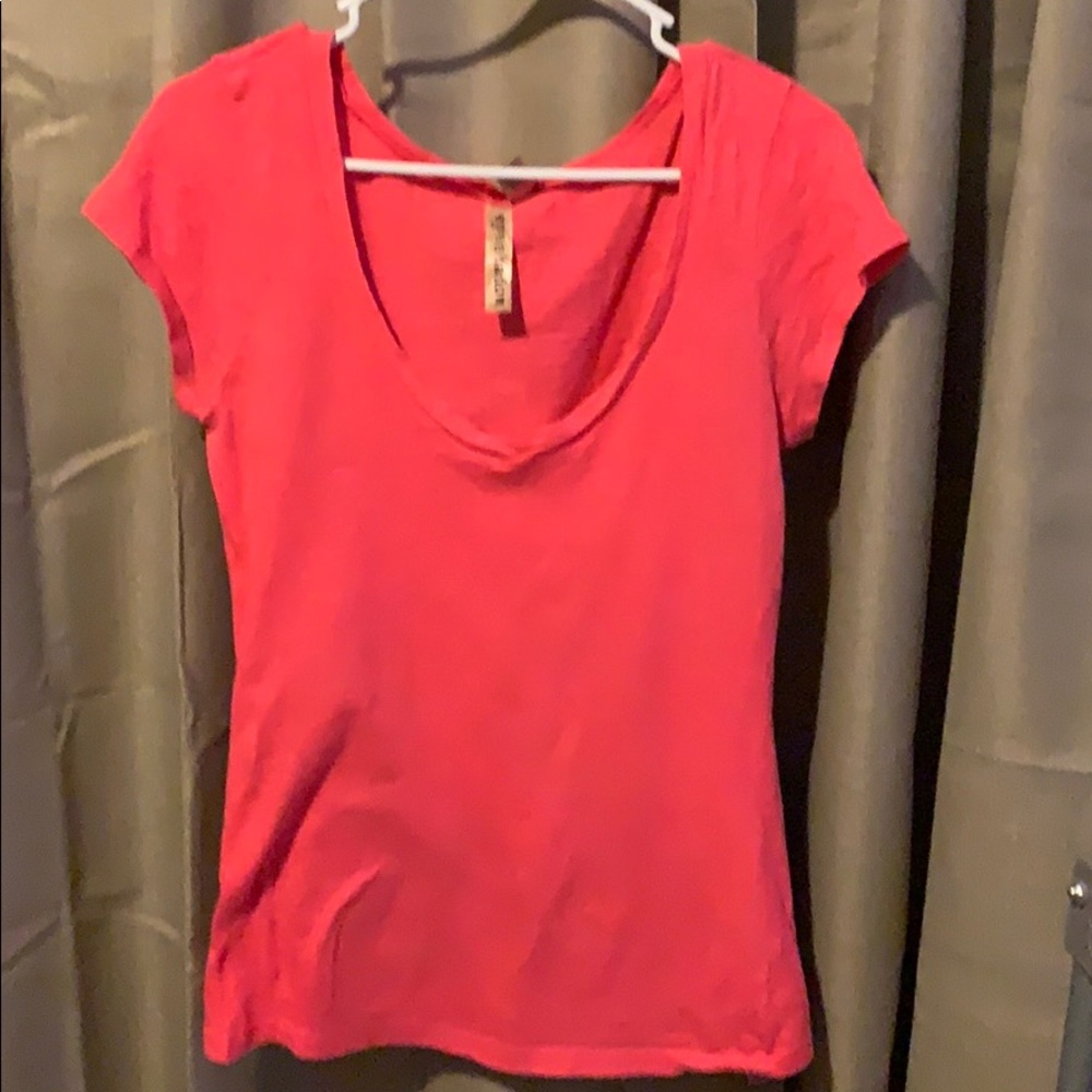 Pink V neck T-shirt